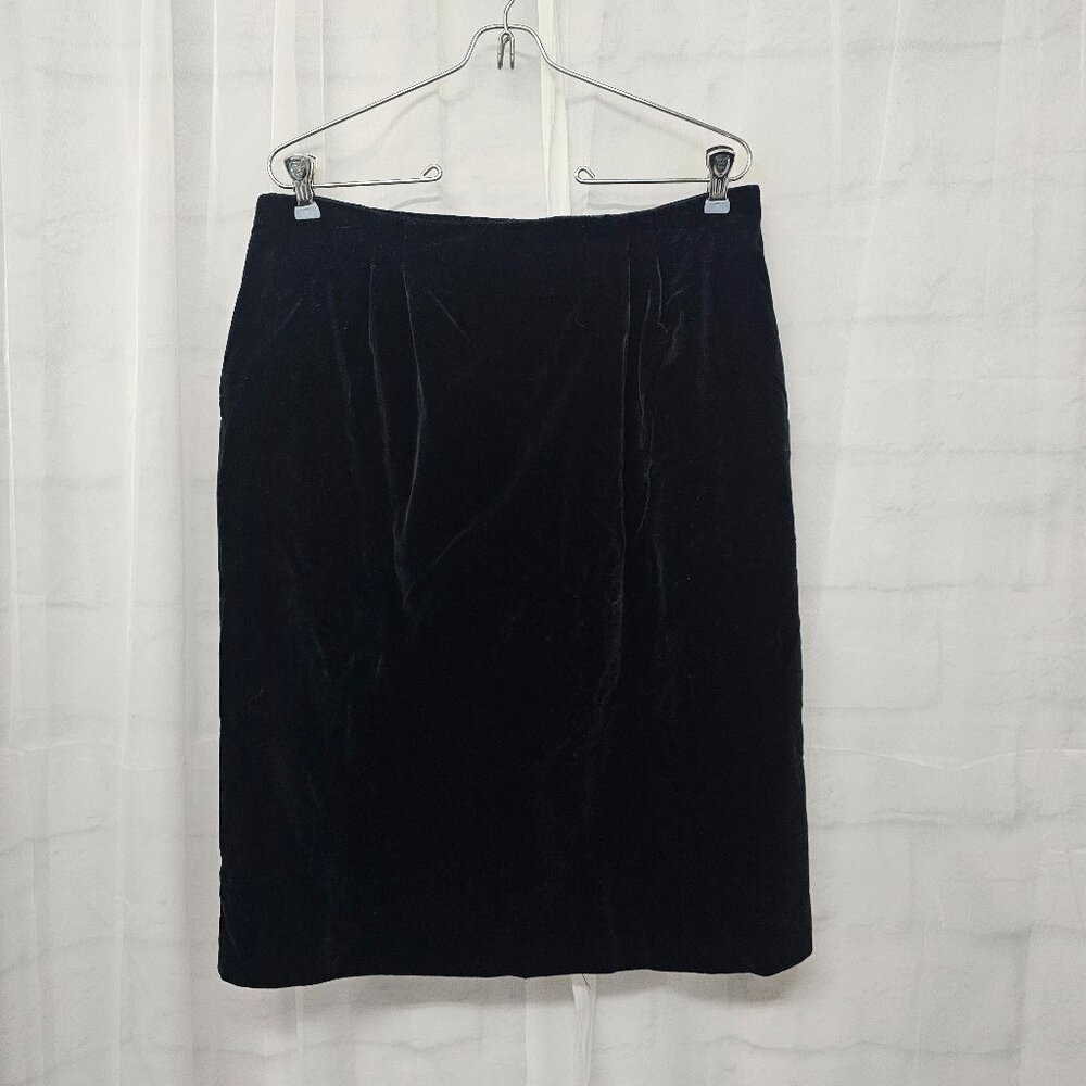 Vintage Foxcroft Skirt Velvet Black Goth Grunge Office Holiday 16
